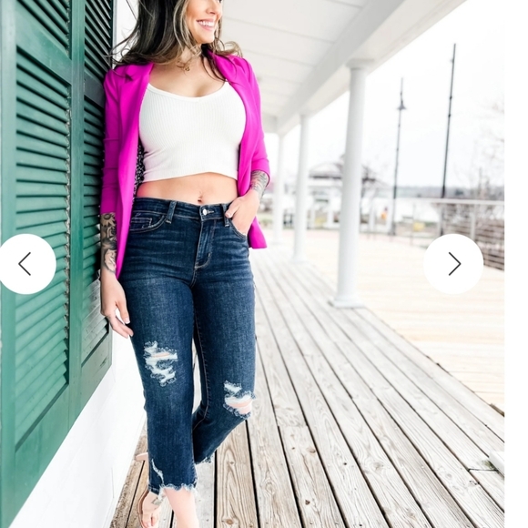 Judy Blue After Hours Dark Wash Destroyed Hem Cropped Straight Leg Jeans Size 9 - Picture 11 of 16